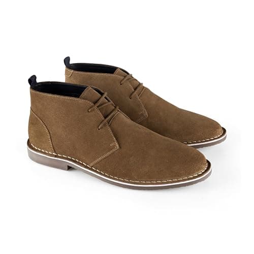 Image of Catesby England Sahara Suede Leather Desert Boots Men Extra Padded Casual Chukka Boots Men, Khaki, UK 7