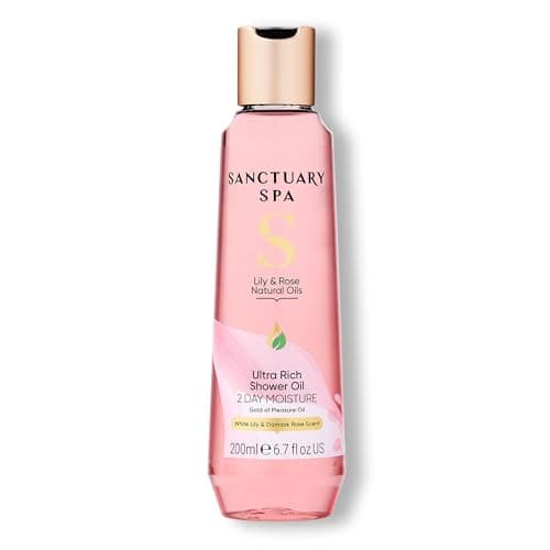 Image of Sanctuary Spa Lily and Rose Natural Oils Ultra Rich Shower Oil for Dry Skin, No Mineral Oil, Cruelty Free and Vegan, 200ml
