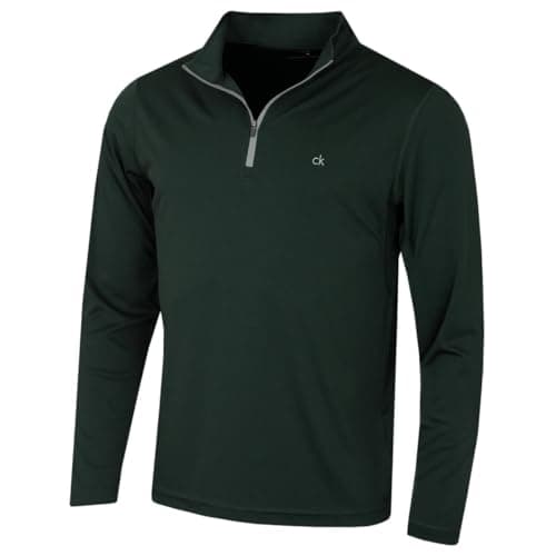 Image of Calvin Klein Mens Harlem 1/4 Zip Sweater - Evergreen - XL