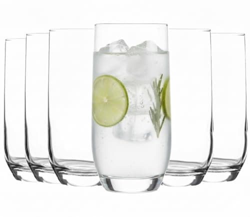 Image of Acense 6 x Highball Glasses - Tall Hi Ball Glass Water Gin Juice Cocktail Drinking Glassware Tumblers Set (315ml)