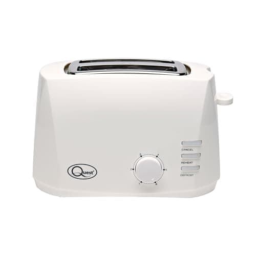 Image of Quest 2 Slice Toasters with Extra Wide Slots / 6 Browning Levels/Reheat & Defrost/Crumb Tray & Cord Storage / 800W (White)