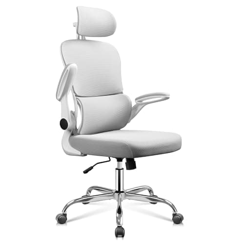 Image of DEVAISE Office Chair, Ergonomic Office Chair With Dynamic Lumbar Support, Adjustable Headrest&Armrests, 360° Rotation, Breathable Mesh Cover For The Home/Office, Grey