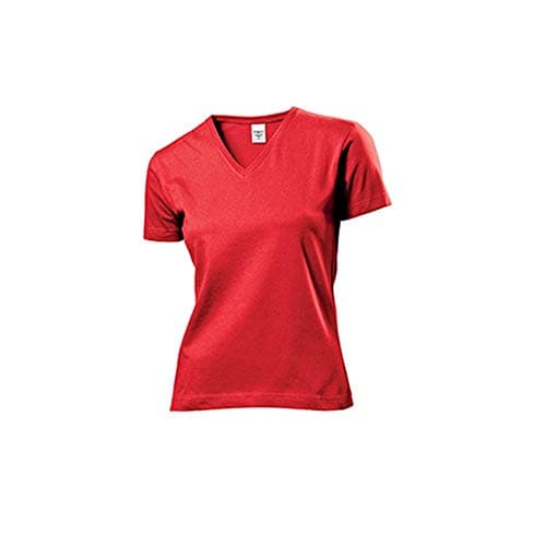 Image of Stedman Apparel Women's Classic-T V-Neck/ST2700 Regular Fit Short Sleeve T-Shirt, Scarlet Red, Size 16 (Manufacturer Size:X-Large)