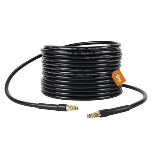 Image of 6M/19FT High Pressure Washer Replacement Hose for Karcher K Series K2 K3 K4 K5 K6 K7, High-Pressure Reinforced Hose with Quick Click Plug Connector,Jet Wash Pipe Cleaning Car Road Garden
