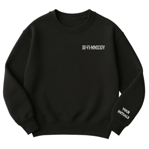 Image of Crafted Memories - Unisex Roman Numerals Sweatshirt | Custom Embroidered Date | Couples Matching | 80% Cotton, 20% Polyester | PETA Vegan Approved, WRAP Certified, Cotton-Blend