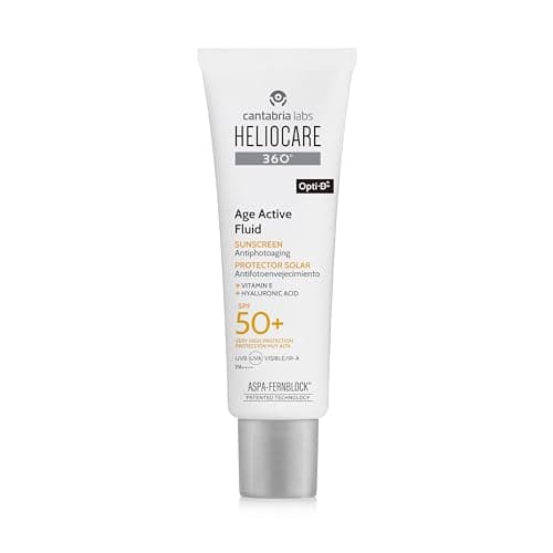 Image of Heliocare 360° Age Active Fluid, SPF50 Sun Cream with Fernblock+® Technology to Protect Against UVA, UVB, Visible Light and Infrared A-Rays, Anti-Ageing, Water and Sweat Resistant, Vegan (50ml)