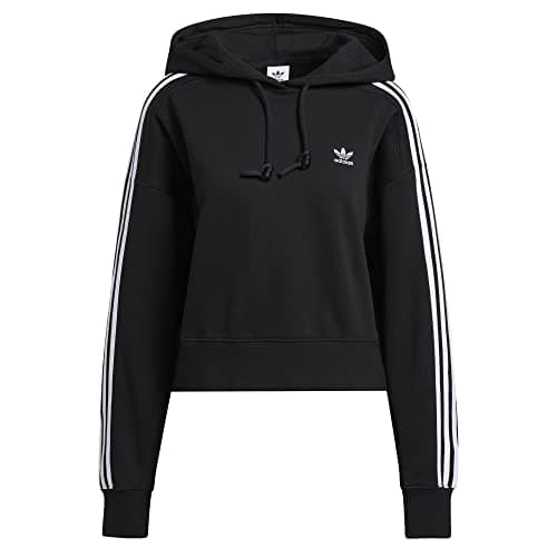 Image of adidas Originals Women's Cropped Hoodie Sweatshirt, Black, XS