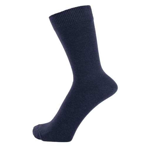 Image of ZAKIRA Combed Cotton Dress Socks - Plain Colour Business Crew Socks for Men & Women, Soft Breathable Cotton, 6-10 (UK), Navy