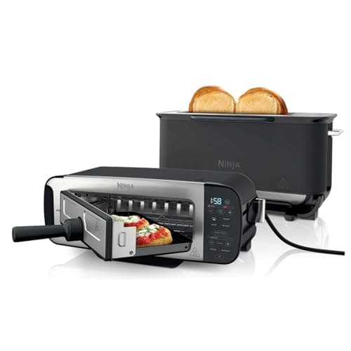 Image of Ninja Foodi 3-in-1 Toaster, Grill & Panini Press with Flip Design, 7 Cooking Functions, 7 Toast Shades, Includes Panini Press, Bake Tray and Crumb Tray, Black ST200UK