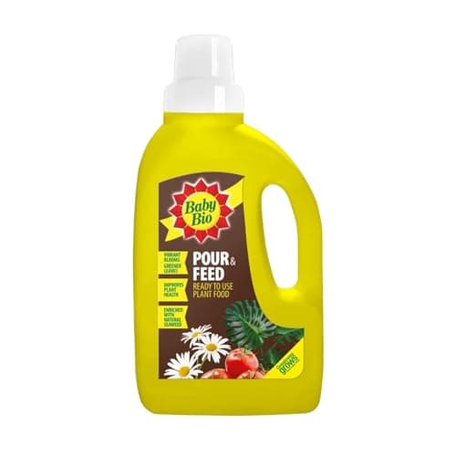 Image of Baby Bio Pour & Feed Liquid Plant Food, Ready to Use Houseplant Feed with Seaweed Extract, Indoor Plant Nutrition for Green Leaves & Flowering Plants, 1Ltr