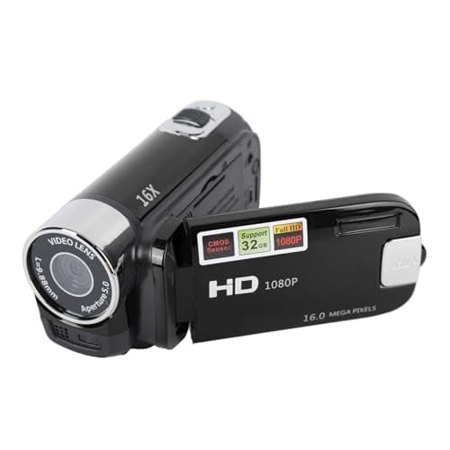 Image of Yosoo Health Gear Handheld Video Camera Camcorder, 1080P 4K 48MP DV Camera 16x Digital Vlogging Video Camera 2.7in TFT LCD Rotatable Screen (Black)