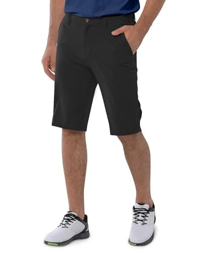 Image of 33,000ft Men's Golf Shorts Dry Fit, 11" Lightweight Quick Dry Golf Stretch Bermuda Shorts Performance Casual Shorts with Pockets for Golf Travelling and Wroking, Black 36W