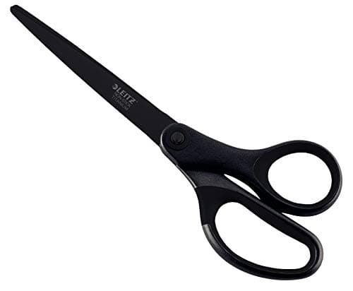 Image of Leitz Titanium Scissors, Right or Left Handed (Ambidextrous), Non Stick, Office Stationary, Ergonomic Handle, Black, 180 mm