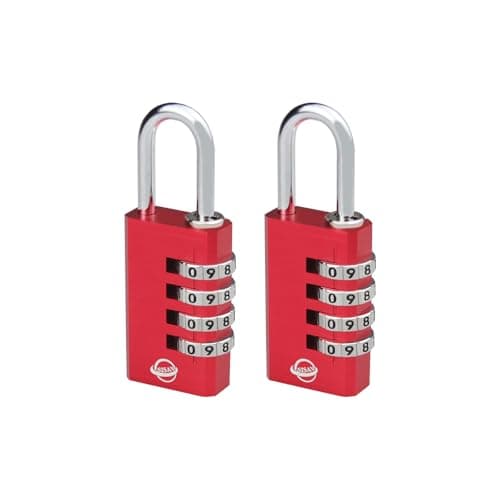 Image of SISAV 4-Digit Aluminum Combination Padlock for Gym,School Lockers,Toolbox,Fence Gate,and Employee Locker,(Red 2pack)