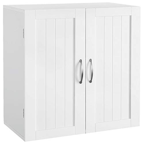 Image of Yaheetech Wall Cabinet Kitchen Storage Cupboard Hanging Bathroom Wall Organiser Unit, Double Doors with Adjustable Shelf, 60x31x60cm, White