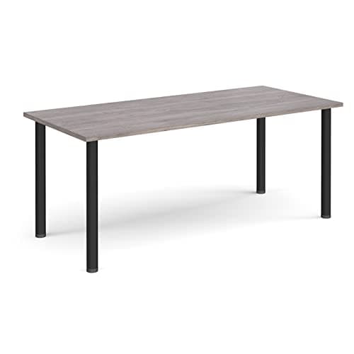 Image of Mr Office Rectangular radial leg meeting table - black legs, Grey oak, 1800