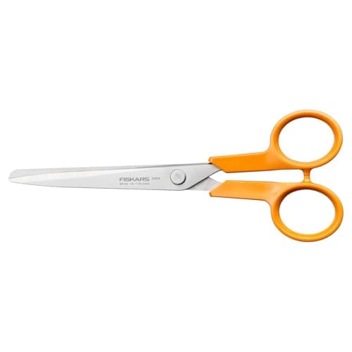 Image of Fiskars Classic Small DIY Universal Scissors, Right-Handed and Left-Handed use, Total Length: 16 cm, Improved Handle ergonomics, Quality Steel/Plastic, Orange, 1075055