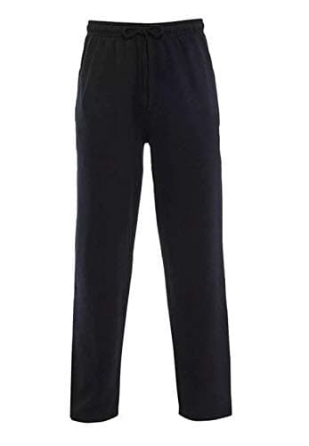 Image of Farah Collection® Men's Open Hem Jogging Pants - Plain Joggers Fleece Bottoms Gym Sports Sweatpants Yoga Trousers (Black, Large)
