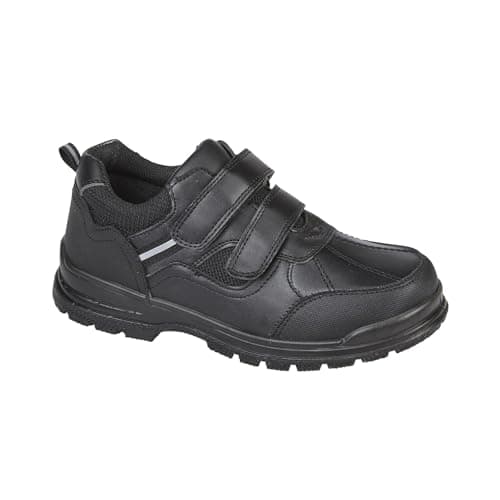 Image of A2Z 4 Kids Boys School Shoes Kids Trekking Boots Double Strap Touch Fasten Sneakers Wide Fit Trainers - SCH Shoes Twister Black 11 UK Ch