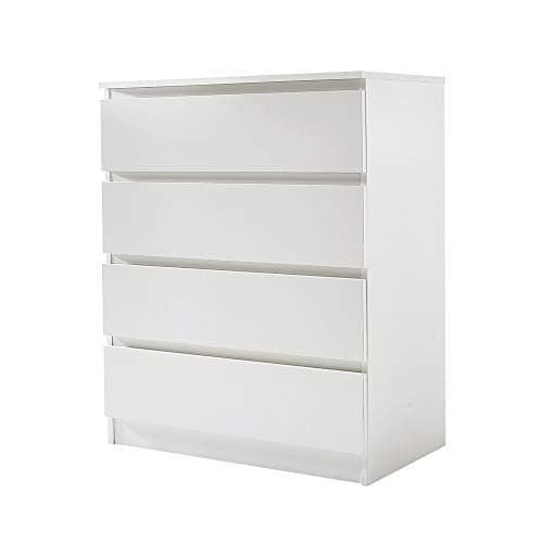 Image of Panana Wooden 3/4/5/6 Chest Of Drawers with Metal Runner Modern Bedroom Bedside Storage Cabinet Unit for Hallway Living Room (White, 40D x 70W x 85.6H cm)