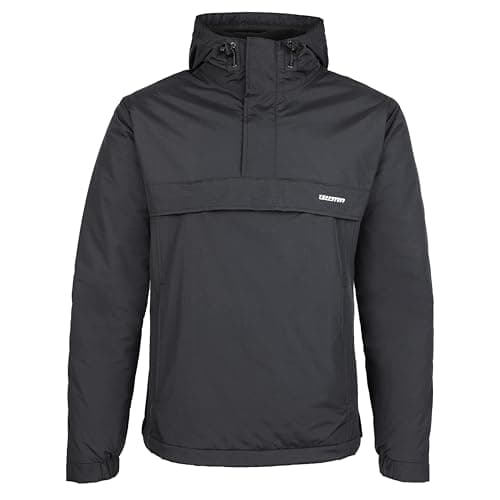 Image of TuffStuff - Sutherland Lined Windbreaker - Size Medium, Black - Waterproof, Windproof & Breathable - Adjustable Hood & Reflective Details - with Fleece Lining & Taped Seams - Lightweight Mens Jacket