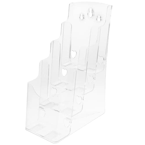 Image of ULTECHNOVO Acrylic A6 Brochure Holder 4 Tier Clear Document Rack Magazine Stand Wall Mounted or Desktop Pamphlet Display Organizer for Office and Home Use