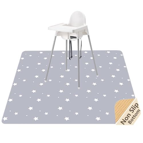 Image of 51” Baby Splat Mat for Under High Chair/Arts/Crafts, Womumon Washable Splash Mat Waterproof Anti-slip Floor Protector, Portable and Reusable Table Cloth (Star, 130x130cm)