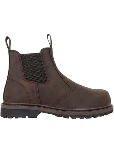 Image of Hoggs of Fife Zeus Safety boot Chelsea/Dealer - Leather work boots, Welted Construction, steel midsole 200 joules steel toe cap antislip, antistatic (Brown - EU 43/9 UK)