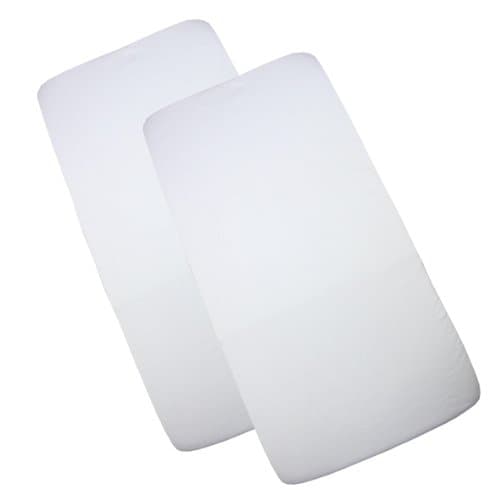 Image of BabyPrem Set of 2 Fitted Cotton Travel Cot Sheets 95 x 65 cm White