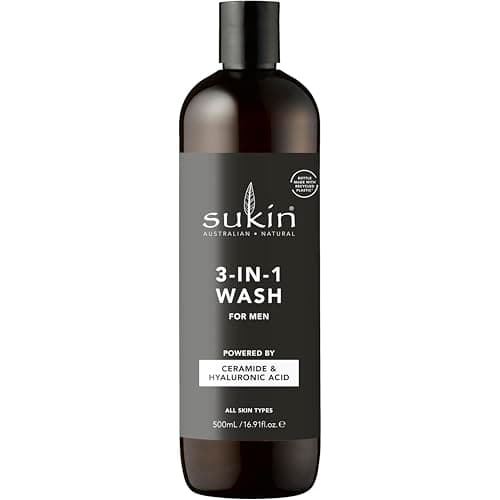 Image of Sukin - Men's 3 in 1 Wash - Hydrates Face, Hair and Body - Infused with Ceramides, Hyaluronic Acid and More - Natural Hair, Face and Body Wash - 500ml