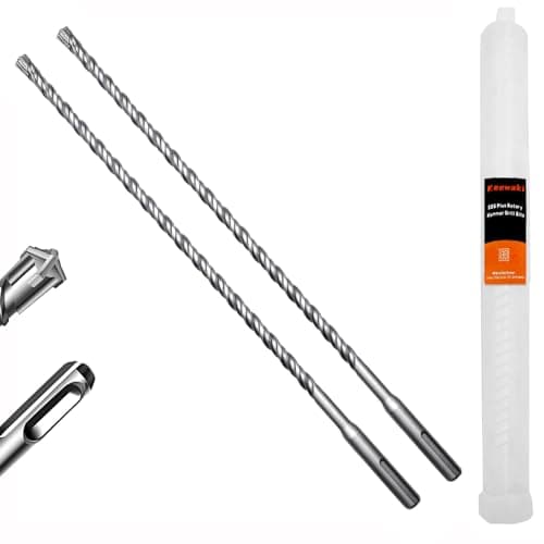 Image of Keewaki 2-Piece 8mm x 310mm SDS Plus Rotary Hammer Drill Bits Set, Cross Carbide Tip, Heavy Duty Masonry Drill Bits for Concrete, Brick Hammer Drill Bits - Concrete Drill Bit Set
