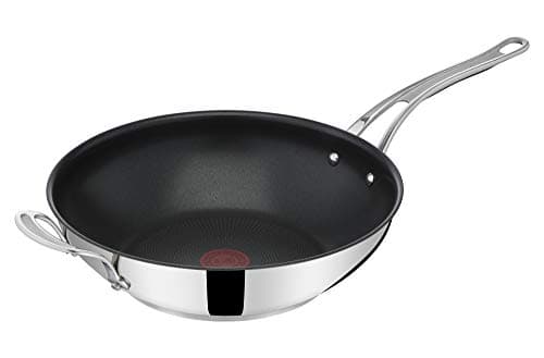 Image of Tefal Jamie Oliver Cook's Classics Stainless Steel Wok Pan, Non-Stick Coating, Heat Indicator, 100 Percent Safe, Riveted Silicone Handle, Oven-Safe, Induction Wok Pan E3068834, 30 cm