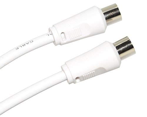 Image of Slick Linc 10M TV Aerial Cable Extension Satellite Cable with Male-to-Male Coaxial Connection, RF Adaptor and Right Angle Connector Gold Plated - White