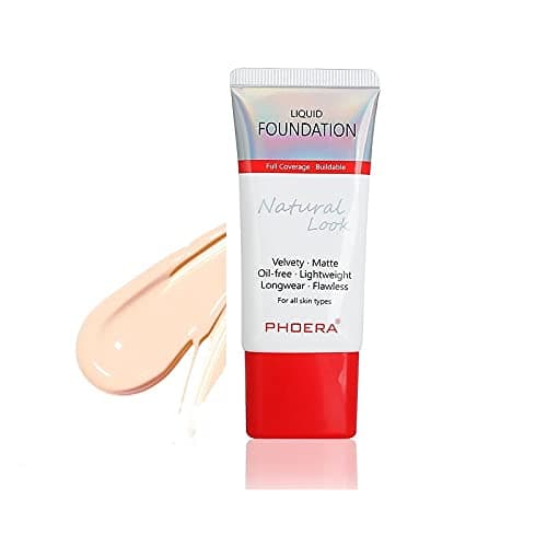 Image of AQUAPURITY PHOERA Full Coverage Foundation New Formula Waterproof Long Lasting Oil Free Velvet Matte Liquid Foundation for Oily Skin Flawless Makeup Base Cream Concealer (101 Porcelain…)