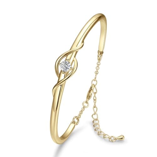 Image of Praelinos Bracelet for Women, 18K White Gold & Rose Gold Plated Jewellery, Elegant Ladies Bracelet Gift for Her, Mother's Day, Birthday, Anniversary or Valentine's Day(Yellow Gold)