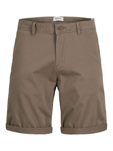 Image of JACK & JONES Mens Bowie Solid Stretch Fabric Slim Fit Chino Shorts, Morel Colour, UK Size - XXL Brown