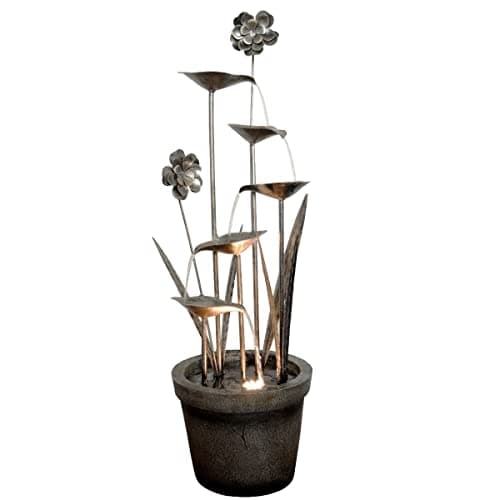 Image of Tranquility Zinc Flower & Pot Mains Powered Water Feature,Waterfall, Water Fountain, Garden Decoration, Garden Feature