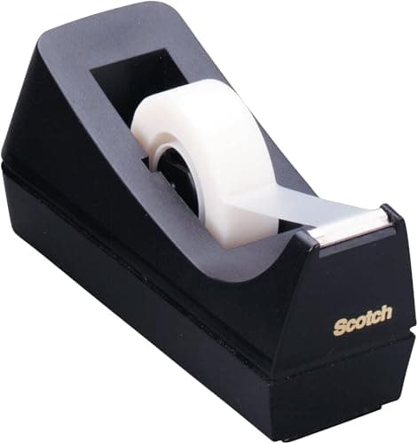 Image of Scotch Desktop Tape Dispenser C38, Black, Desktop Adhesive Distributor - Refillable Sticky Tape Dispenser For Home And Office