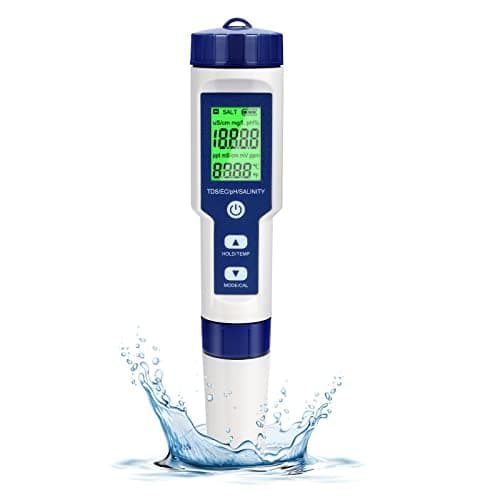 Image of Cuteefun Digital PH Meter, 5 in 1 Water Quality Tester with Back light, PH/TDS/EC/Salinity/Temp Meter with ATC, 0.01 Resolution High Accuracy Pen Type Tester, for Drinking Water, Aquarium, Spas
