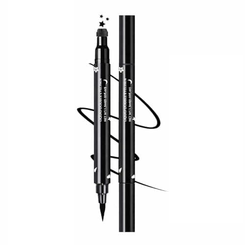Image of Liquid Double Eyeliner Pen with Star Stamp - Dual-Ended Design for Precise Lines and Decorative Accents, Smudge-Resistant Makeup Tool with Fine Tip for Everyday Wear (Star)