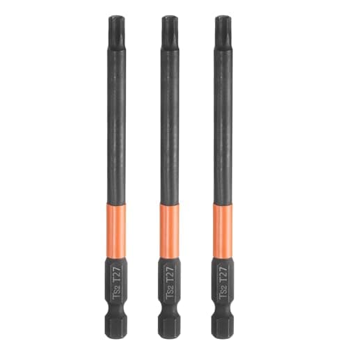 Image of sourcing map 3pcs T27 Torx Head Screwdriver Bit 4" (100mm) Long 1/4" Hex Shank Magnetic No Hole Tamper Proof 6 Point Star Screw Driver Drill Bits Phosphate S2 Steel Industrial Power Tools