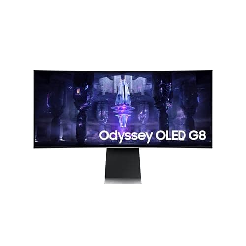 Image of Samsung Odyssey OLED G8 (G85SB) 34-Inch Curved UltraWide Gaming Monitor, 175Hz, 0.1ms, UWQHD, VESA DisplayHDR True Black 400, Smart TV Apps, HDMI 2.1, Silver (LS34BG850SUXXU)