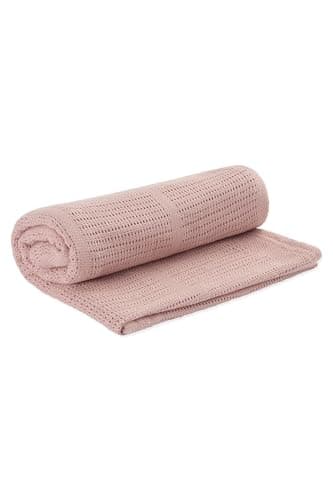 Image of MORI Cellular Blanket Blush Organic Cotton Bamboo 70x100cm Lightweight Breathable for Newborn Durable Comfortable Swaddle Ideal for Cot Crib Moses Basket Pram or Travel