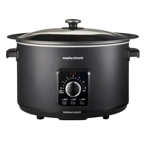 Image of Morphy Richards 6.5L Easy Time Slow Cooker, Automatic Heat Settings, Keep Warm Mode, Hob Proof, Countdown Indicator, Dishwasher Safe Pot, Matte Black, 461021