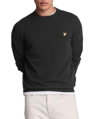 Image of Lyle & Scott Mens Cotton Merino Crew Neck Sweater - Jet Black - L