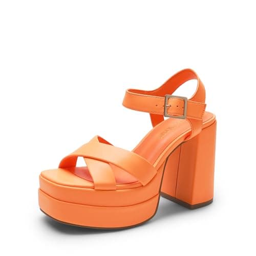 Image of DREAM PAIRS Women's Heeled Sandals SDHS2330W,Size 4,Orange-Pu,SDHS2330W