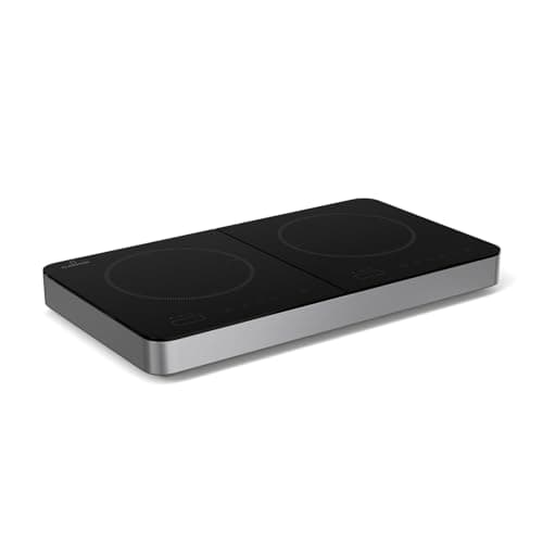 Image of Klarstein electric hotplate induction, induction hob with 2 plates mobile, 3500W induction cooker for camping and home, 2 induction hotplate portable, modern double induction hotplate
