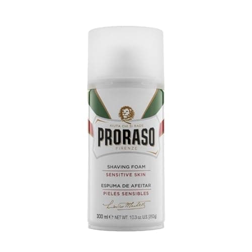 Image of Proraso Shaving Foam, 300ml, Sensitive Shaving Foam Protects Skin and Prevents Irritation with Oat and Green Tea Extracts, Made in Italy, White