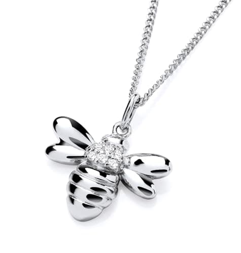 Image of Old English Jewellers 925 Sterling Silver Cubic Zirconia Bumble BEE Pendant Necklace + 16 18 20 inch Chain (16)