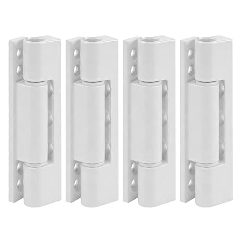 Image of HAKZEON 4 Pcs White UPVC Door Flat Butt Hinges 100mm, Adjustable Hinge for Double Glazed Doors